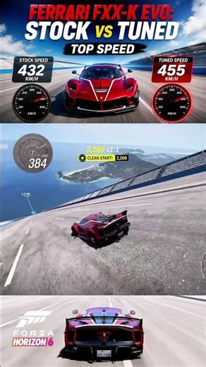Ferrari FXX-K EVO Stock vs Tuned Top Speed Forza Horizon 6