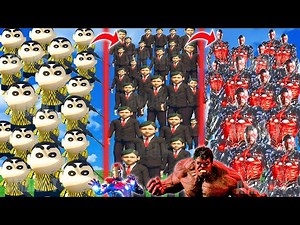 TITU ARMY vs IRON MAN vs PINCHAN ARMY vs GOD FRANKLIN vs RED HULK | shinchan franklin (Gta 5 mods)