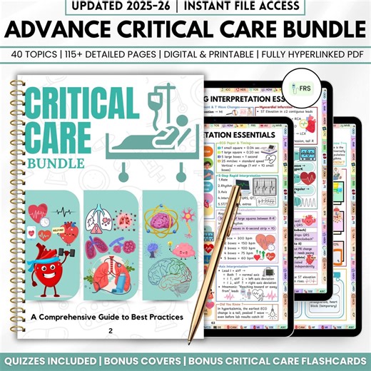 Critical Care Bundle, Critical Care Study Guide, Bonus Flashcards, Emergency Care Notes, ICU Nurse Education Kit, Digital & Printable - Etsy