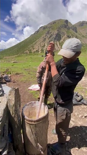 Traditional way of butter making….#traditional #buttermilk #yak #manang