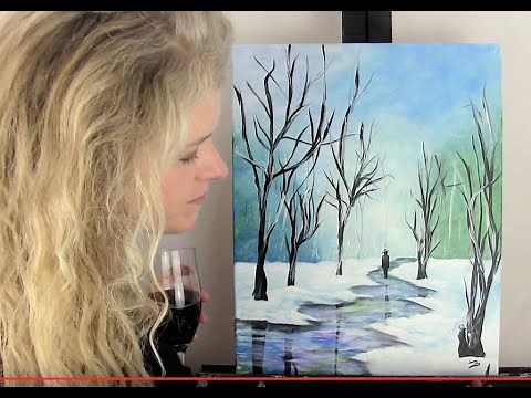 Learn to paint Winter Stroll with Acrylics | Paint and Sip at Home