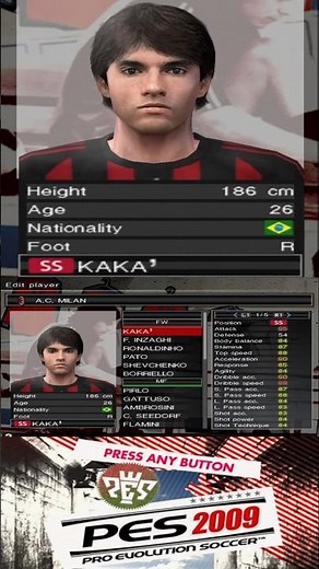 AC Milan Full Squad in Pro Evolution Soccer 2009 (PES 2009) / Winning Eleven 2009 – Team & Player