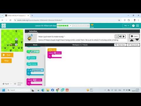 Lesson 16 IfElse with Bee 7 Express Course code org #Coding #Gmaing #Website