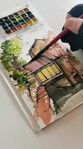 How to Watercolor an Old House2#sketch #art #drawing#painting #landscape #inkdrawing