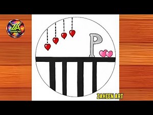Easy P Letter Design 💖 Beautiful Heart Hanging Drawing