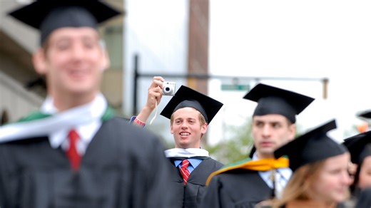 When do Stark County universities like Mount Union, Malone hold graduation ceremonies?