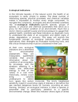Ecological Indicators Environmental Science Worksheet for SubPlan & Homework