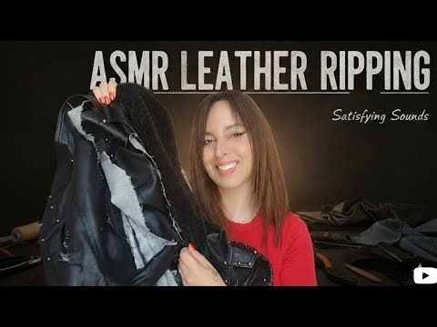ASMR leather ripping satisfying sounds - leather jacket