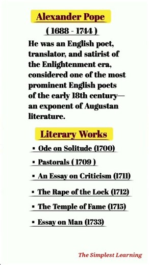 Alexander Pope | Literary works #literature #englishgrammar