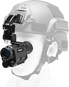 BINOCK NVG30 Helmet Night Vision Monoculars, PVS-14 Long Range Infrared Digital Goggles with 4 Color Modes 1-4X Magnification, Day&Night Use NVG WiFi for Camping Surveillance
