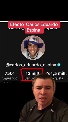 Carlos Eduardo Espina celebra 12 millones de seguidores