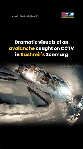 GPlus on Instagram: "Viral CCTV footage shows a massive avalanche sweeping through the Sonamarg tourist resort in Jammu and Kashmir late Tuesday night, January 27. According to officials, the avalanche struck Sonamarg in central Kashmir’s Ganderbal district at around 10.12 PM. Despite the intensity of the avalanche, no loss of life or property damage has been reported so far. President of the Sonamarg Beopar Mandal, Furqan Shera, said the avalanche hit the truck yard area, adding that strong win