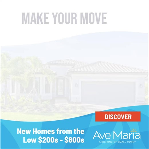 Come Home Sooner to #AveMariaFL! Our premier builders have quick move-in homes ready for you, so you could be settling into your new place just in time for the holidays! 🎄 Visit our dedicated page to explore available inventory and schedule a tour of the home you’ve been dreaming about ➡️ bit.ly/ComeHomeToAve Who knows? Your keys could be in hand sooner than you think! 🗝️ . . CC Homes | Lennar Southwest Florida | Pulte Homes | Del Webb #AveMariaFL #ComeHomeSooner #QuickMoveIn #NewHomeJourney #