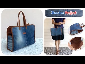 sewing diy a open wide denim tote bag tutorial, tote bag patterns , denim reuse ideas , easy to sew