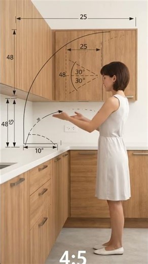 Kitchen cabinet reach range and upper cabinet height guide