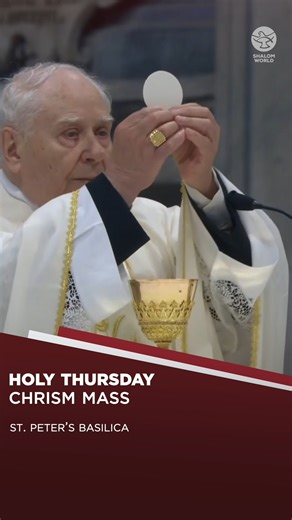 Experience the grace of Holy Thursday at St. Peter’s Basilica. Watch highlights of the Chrism Mass. Watch shalomworld.org/live for more such Live events. #shalomworld #grace #Holy #Thursday #events | Shalom World