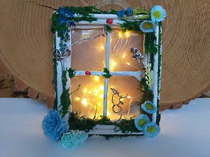 Fairy Window Night Light: Woodland Decor with Flowers