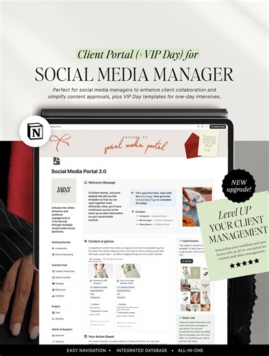 Notion Template: Social Media Manager Client Portal, Content Planner and Client Onboarding, SMM Business Management - Etsy UK