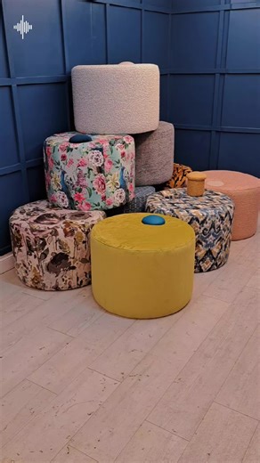 Stack of Hidden Gem Stools!#otterman #pouffe #stool #interiordesign #bespokefootstool #footstool #industrialupholstery
