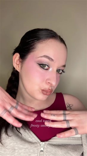 cool toned frosty smoky eye tutorial ✨❄️🪽 #eyeshadowtutorial #smokyeye #cooltonedmakeup #glittereyeshadow #fyp