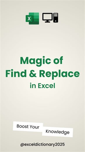 Did you know this feature in Excel! The magic of Ctrl F Comment 'FILE' 👇 and I'll send you this practice file. #excel #exceltips #exceltricks #exceltutorial #exceltraining | Excel Dictionary 2025