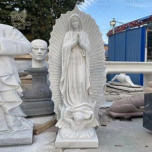 [Hot Item] White Life Size Religious Catholic Virgin Mary Statues Marble Sculpture Virgin of Guadalupe Statue Factory Spot Goods