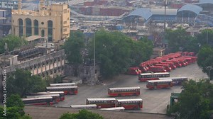 Bandra west bus depot early morning top view shot Bandra BEST Bus Depot