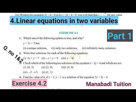 9th class maths|Chapter 4| 🤷‍♀️Linear Equations in two variables|💁‍♂️ Exercise 4.2|Q.no 1&2 | part 1