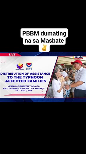 President Bongbong Marcos arrived in Masbate to inspect the situation and lead relief distribution to nearly 500,000 people or over 100,000 families hit by #OpongPH #PBBM #BBM #Masbate | Wek En Bek