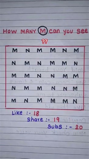 How many "M"can you see? #count #spot #puzzle #art #new #trending #shorts