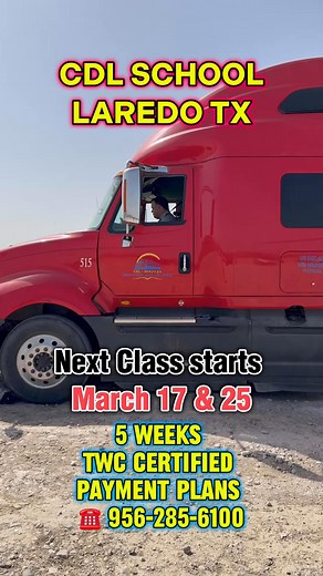 73 reactions · 6 comments | It’s a 5 weeks course to get your CDL Class A, we are located in Laredo Texas , 4205 Jaime Zapata suite 2,‼️956-220-0644 956-285-6100 着 Maneuvers and road training is included in the package ( truck 10 speed standard ) Dry van 53 #CDLSchool #cdltraining | Cadena's Driving & Learning Services | Facebook