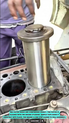 Piston Ring Compressor Tool: Precise Piston Installation into Engine Cylinder