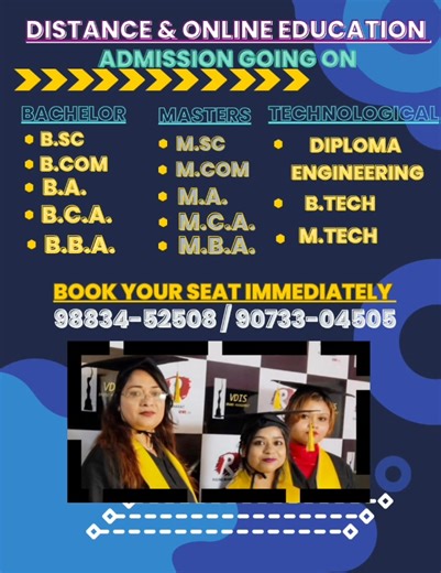 🎓 2025 Admissions LIVE – Dream Big, Study Smart! 🔥 Distance Online Education – Enroll from ANYWHERE! 📌 Limited Seats | Fast Filling | Don’t Miss Out! ✅ B.A | B.Sc | B.Com | BBA | BCA ✅ M.A | M.Sc | M.Com | MBA | MCA ✅ Diploma Engineering | B.Tech | M.Tech (Technical Programs) 📲 Call or WhatsApp Now to Apply Instantly: 📞 098745 52408 👇 Tap “Whatsapp Now” – Your Future Won’t Wait! 🚀 Study Smarter. Rise Faster. Join Today! #education #distancelearning #students #kolkata #IndependenceDay #202
