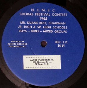 North Carolina Music Educators Conference - N.C.M.E.C. Choral Festival Contest 1965