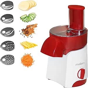 Cheese Grater: Automatic Electric Vegetable Grater 5 in 1 Kitchen Electric Slicer Chopper Shredder Safety Lock System Multifunctional Cheese Grater Salad Maker with 5 Cutting Attachments