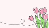 Continuous one line drawing of beautiful spring flowers graphic...