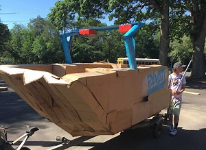 ‘It broke all of the size restrictions.’ Woodstown H.S. students recreate brand name boat using cardboard.