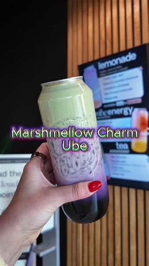 Marshmallow Charm Ube 💜 Sweet marshmallow, matcha cold foam, and a color that kind of forces you to try it at least once. Who’s brave enough to switch up their usual order? 📍 Candy Cloud locations: IL, WI, OH, TX, TN & FL #CandyCloud #UbeDrink #SpecialtyDrink