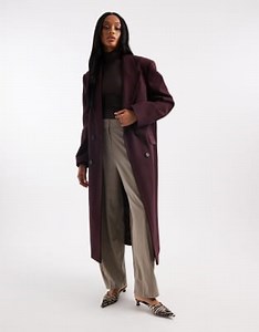 ASOS DESIGN Tall - Cappotto dad fit oversize color prugna | ASOS