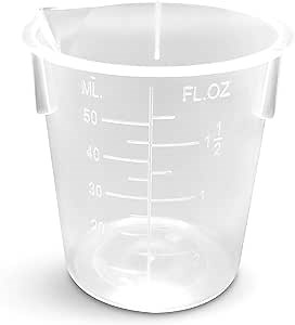 Plastic Beaker 50ml / 1.69 oz Set of 100 by Maryland Plastics – Clear Graduated Disposable Beakers with Easy-Pour Spout – Perfect for Resin Mixing, School Science Experiments, or Home Kitchen Use