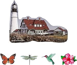 Screen Magnets - Keep People and Pets from Breaking Screen Doors & Patch Holes with Screen Door Magnets - Made in USA - Portland Lighthouse - 5.25 x 4.25 inches - 2 Pack (1 Pair)