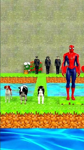 Cow vs Cat vs Dog: Who dares cross the water? #shorts #challenge #animals