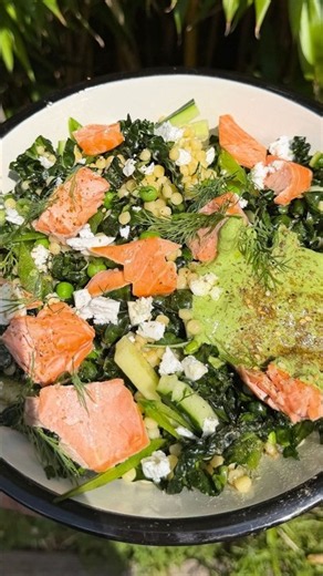 Herby Kale Salad with Hot-Smoked Salmon