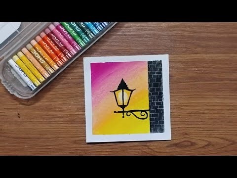 Easy Street Lamp Drawing 🌇 | Sunset Oil Pastel Art 🎨 | Silhouette Drawing for Beginners #drawing