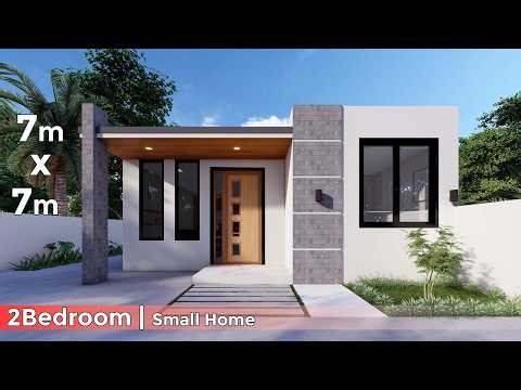 Small House Design 7m x7m | Cozy Interior 2-Bedroom Full Tour with Floor Plan