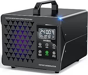 ONAMOR Digital Ozone Generator Odor Eliminator 200,000mg, Adjustable O3 & Schedule Timing, Ozone Machine Odor Removal for Home/Car/Smoke/Pet Room, Black
