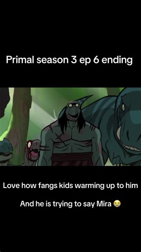 Primal season 3 ep 5 ending (love how zombie spear slowly gains trust to the group and he is trying to communicate but literally all his life he just growls and screams so it’s understandable how he can’t properly speaks lol ) #fyp #fypシ #primal #spear #fang