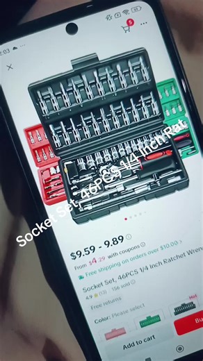 Socket Set, 46PCS 1/4 Inch Rat#tiktok #tiktokmademebuyit #shopping #shorts