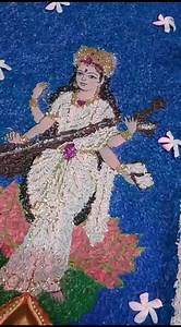 1.5K views · 157 reactions | Name: Ashrani Nalini Mangroo Address: Couva Medium: Coloured Rice (Coloured using poster paints), Glitter, Glass Beads, Deeyas, Ixora Flowers, Buttercup Flowers. Size: 3' × 4' | RADIO 90.5 FM - THE PEOPLE'S STATION (Trinidad & Tobago) | Facebook