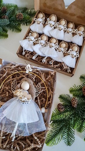 Mini Angels and Baptism souvenir 🤍✨️ #baptismsouvenir #taufgeschenk #miniangel #guardianangel #erstkommunionsgeschenk #personaliertegeschenke #christmasornaments #macrameornaments #macramechristmas | Macrame_at